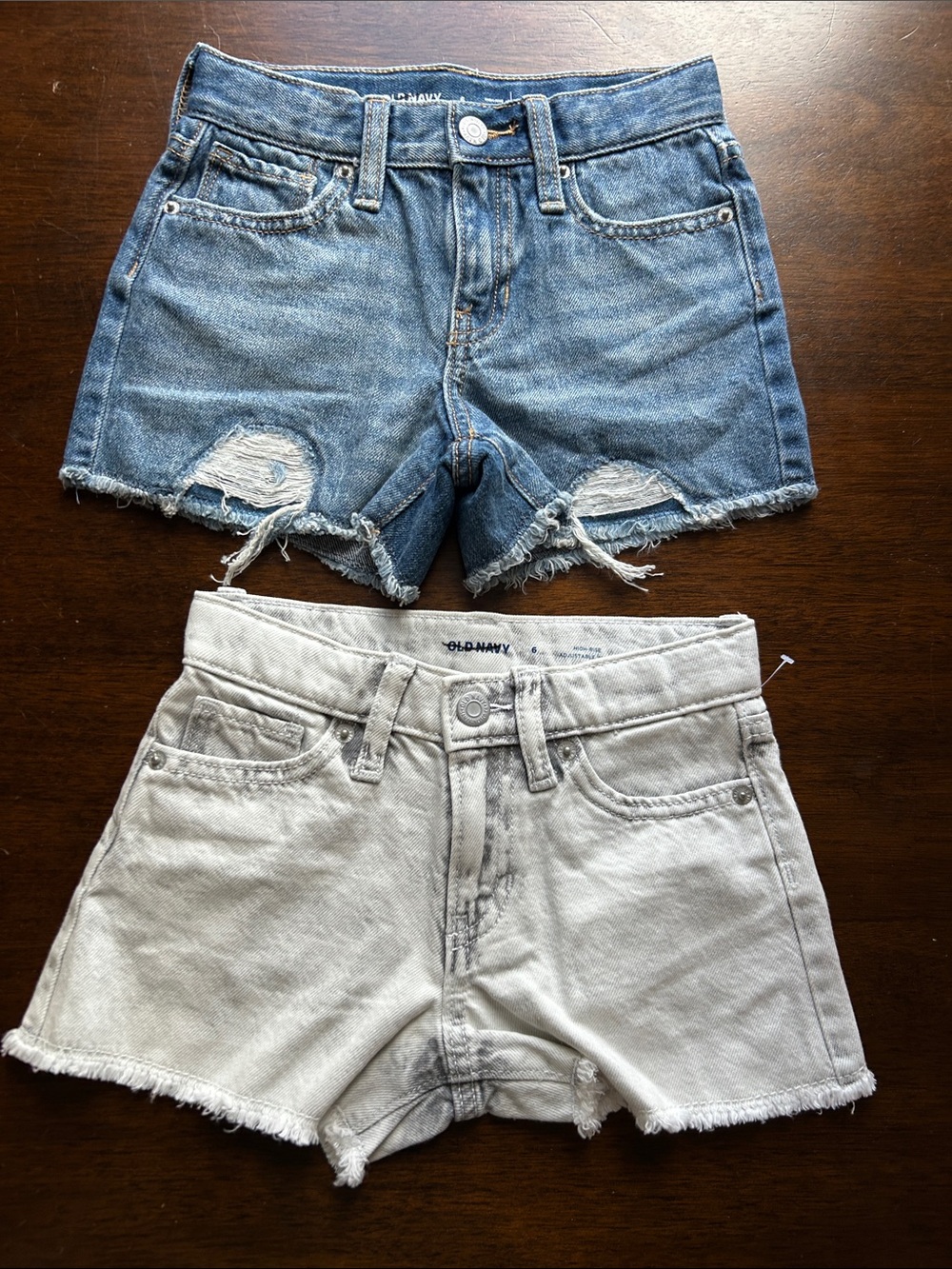 Old Navy Girls Distressed Denim Shorts — Blue & Stone Wash